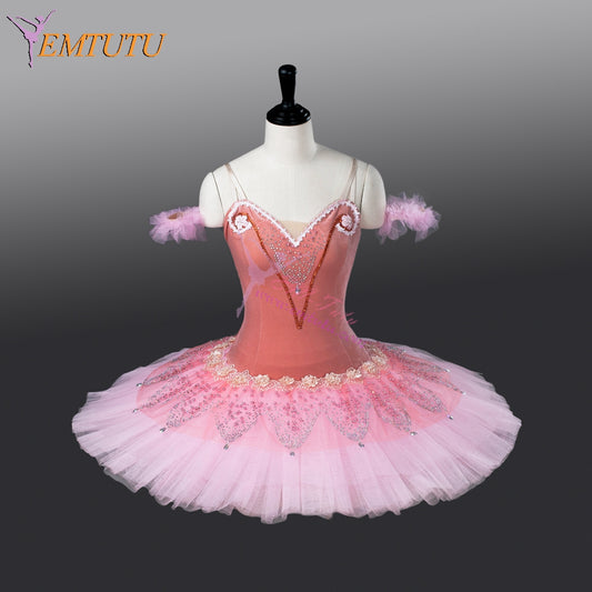 EM9012 EMTUTU Girls Pink Stiff Tulle Custom Made Stage Costume Ballerina Le Corsaire Pancake Tutu