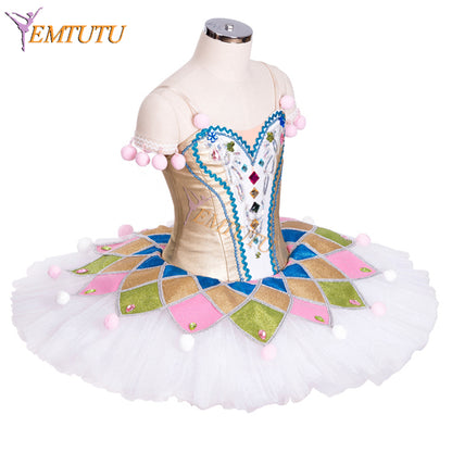 EM1322 EMTUTU Professional Harlequinade Variation Ballet Costume Nutcracker Columbine Doll Classical Tutu