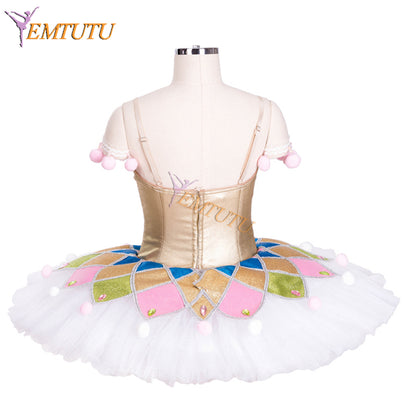 EM1322 EMTUTU Professional Harlequinade Variation Ballet Costume Nutcracker Columbine Doll Classical Tutu