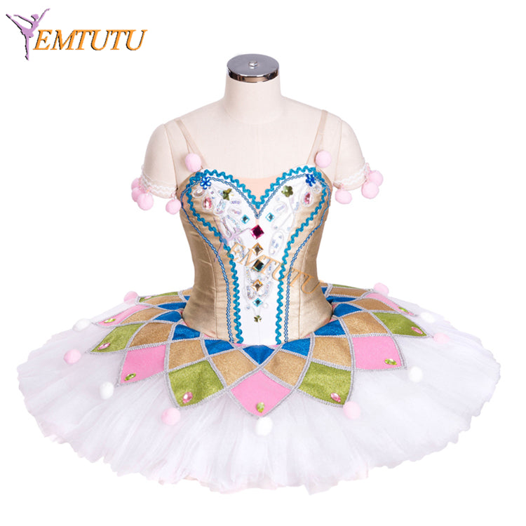 EM1322 EMTUTU Professional Harlequinade Variation Ballet Costume Nutcracker Columbine Doll Classical Tutu