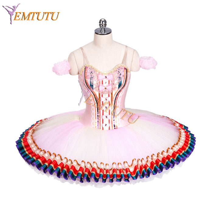 EM1327 EMTUTU Paquita Platter Tutu Dress Professional Ballet Costume Hamsatti Pink Competition Classical Tutu