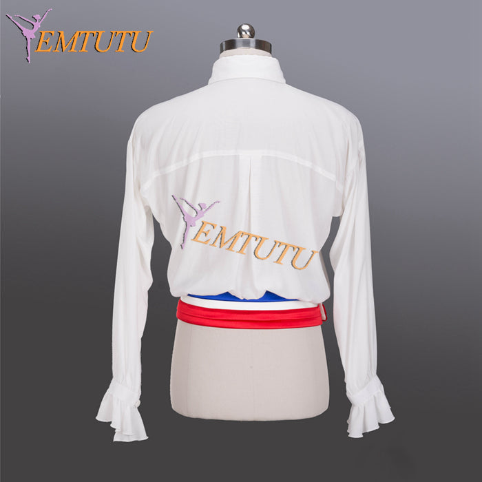 EM021 EMTUTU Boy's Dance Performance White Ballet Shirt Flames of Paris Variation Male Ballerina Costume