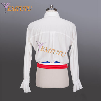 EM021 EMTUTU Boy's Dance Performance White Ballet Shirt Flames of Paris Variation Male Ballerina Costume