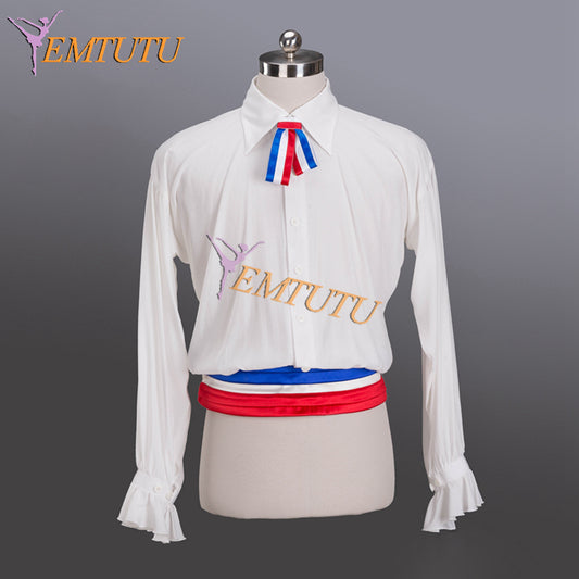 EM021 EMTUTU Boy's Dance Performance White Ballet Shirt Flames of Paris Variation Male Ballerina Costume