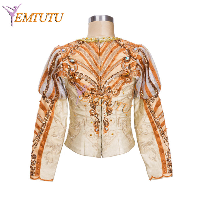 EM018 EMTUTU Gold Nutcracker Soldier Variation Male Ballerina Stage Costume Professional Men's Ballet Tunic