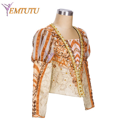 EM018 EMTUTU Gold Nutcracker Soldier Variation Male Ballerina Stage Costume Professional Men's Ballet Tunic