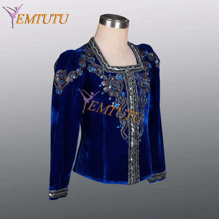 EM002 EMTUTU Navy Blue Velvet Custom-Made Giselle Albrecht Men Stage Professional Ballet Costumes Jacket for boy Ballerinas