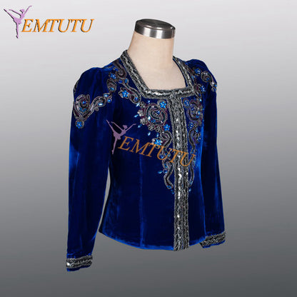 EM002 EMTUTU Navy Blue Velvet Custom-Made Giselle Albrecht Men Stage Professional Ballet Costumes Jacket for boy Ballerinas