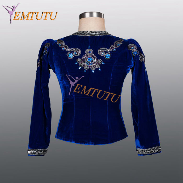 EM002 EMTUTU Navy Blue Velvet Custom-Made Giselle Albrecht Men Stage Professional Ballet Costumes Jacket for boy Ballerinas