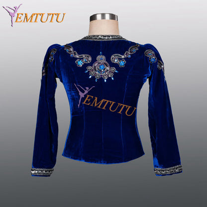 EM002 EMTUTU Navy Blue Velvet Custom-Made Giselle Albrecht Men Stage Professional Ballet Costumes Jacket for boy Ballerinas