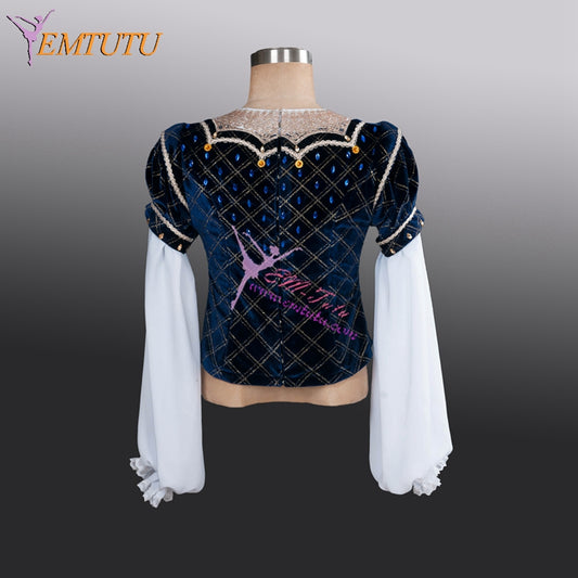 EMTUTU Navy and White Raymonda Men's Ballet Dancer Costume Male Variation Tunic