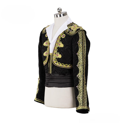 EM010 EMTUTU Custom-Made Black Adult Ballet Tunic Costumes Top Spanish Male's Ballet Dance Jacket