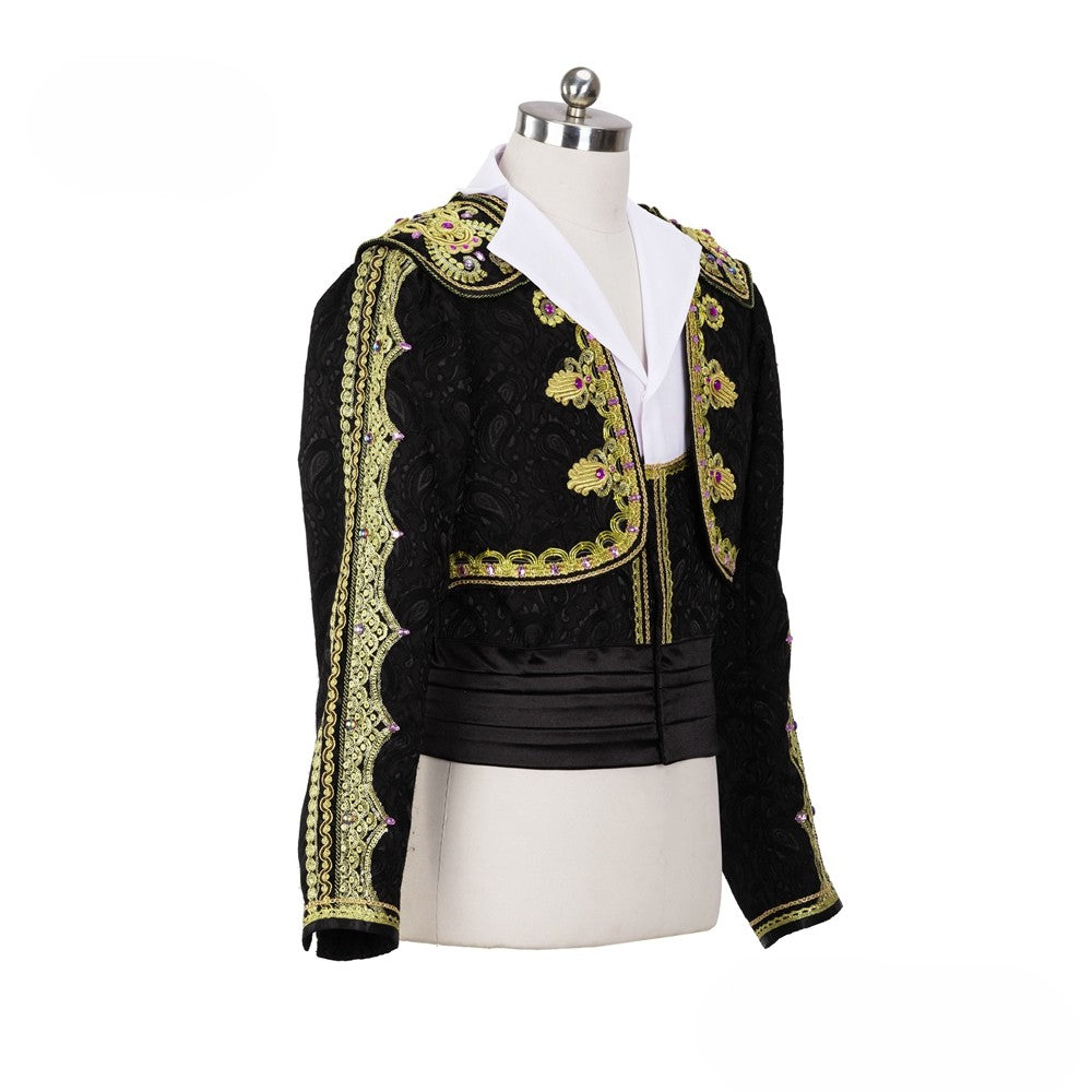 EM010 EMTUTU Custom-Made Black Adult Ballet Tunic Costumes Top Spanish Male's Ballet Dance Jacket