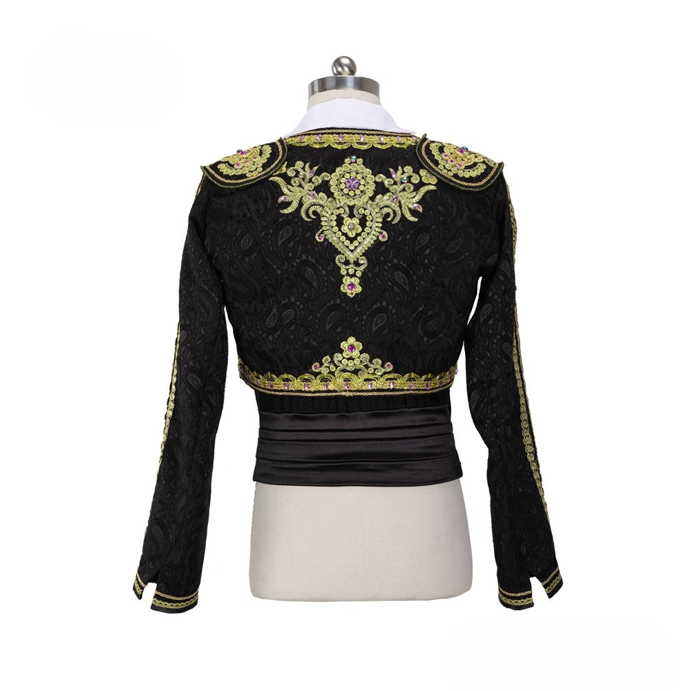EM010 EMTUTU Custom-Made Black Adult Ballet Tunic Costumes Top Spanish Male's Ballet Dance Jacket
