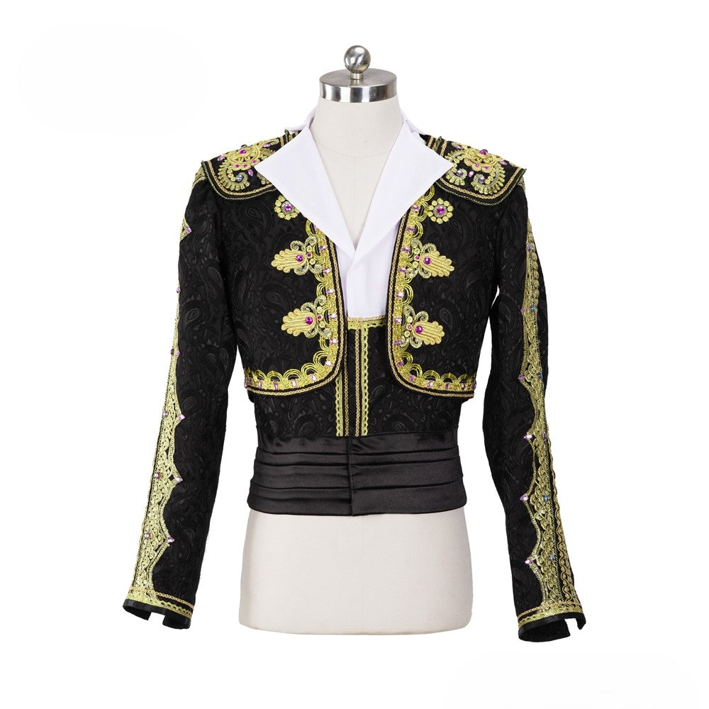 EM010 EMTUTU Custom-Made Black Adult Ballet Tunic Costumes Top Spanish Male's Ballet Dance Jacket