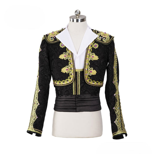 EM010 EMTUTU Custom-Made Black Adult Ballet Tunic Costumes Top Spanish Male's Ballet Dance Jacket
